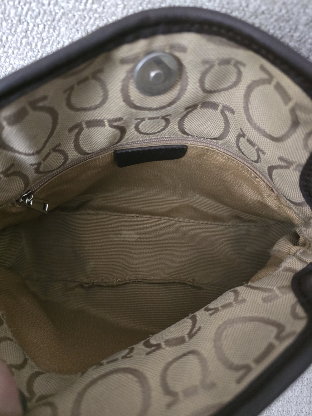 Vintage Salvatore Ferragamo Gancini Monogram Canvas Satchel Bag - Picture 9 of 11